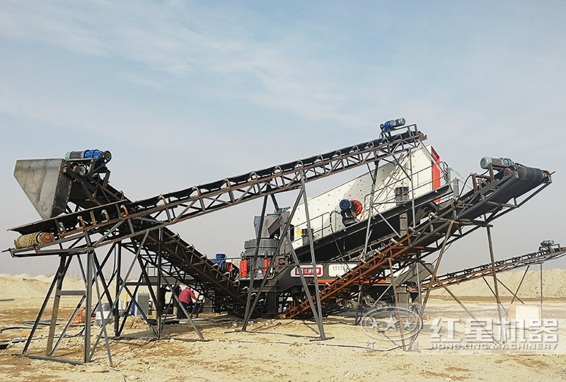 湖北武汉时产300吨石头移动制砂生产线现场